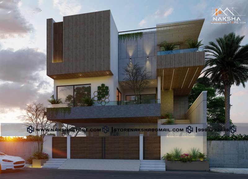 25×50 Plot G+1 House Design | Contemporary Modern Home – Naksha Store